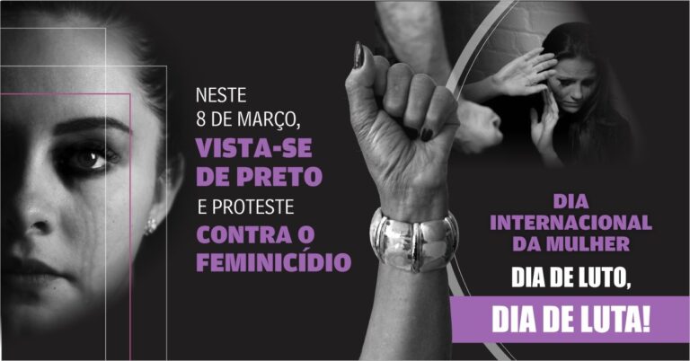 Campanha pelo 8 de Março convida sociedade a vestir preto contra o feminicídio